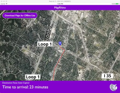 Screenshot of MapRhino App
