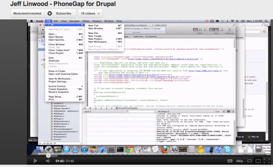 Screencast of PhoneGap + Drupal