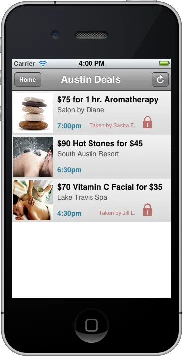 Austin Deals Listing Screenshot