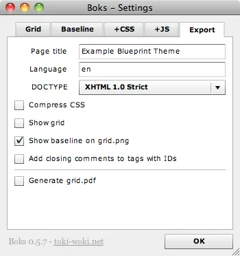 Boks Export Settings