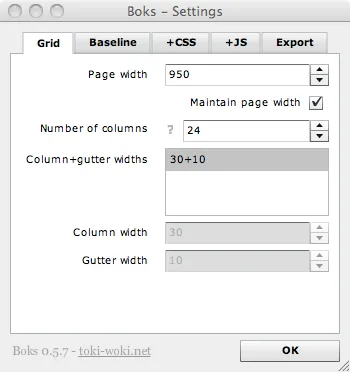 Boks Grid Settings